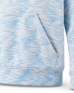Close-up of custom volleyball hoodie kangaroo pocket and ribbed waistband
