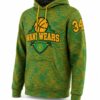 Front three-quarter view of custom basketball hoodie with sleeve number 34