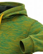 Custom basketball hoodie hood, shoulder seam and ribbed cuff detail