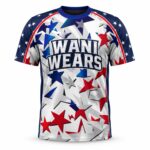 Custom Baseball Jerseys red white blue sublimated front view