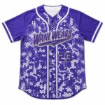 Custom Full Button Baseball Jerseys purple sublimated front view