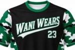 Custom baseball team jersey front logo and number close-up
