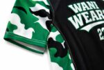 Custom baseball jersey stitching and sublimated sleeve close-up