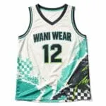 Custom basketball jersey front view with WANI WEAR and number 12