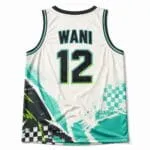 Custom basketball jersey back view with player name WANI and number 12