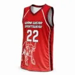 Custom sublimated red basketball jersey side view