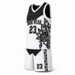 Custom black and white basketball uniform set with jersey and shorts number 23