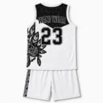 Custom Black and White Sublimated Basketball Uniform Set - Image 2