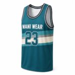 Custom mesh basketball jersey side view with personalized number