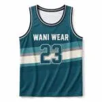 Custom teal basketball jersey front view with number 23