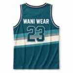 Custom basketball jersey back view with WANI WEAR and number 23