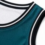 Custom basketball jersey neckline and armhole stitching close-up