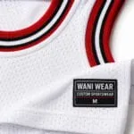 Custom basketball jersey ribbed collar mesh fabric and WANI WEAR private label