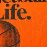 Custom basketball T-shirt fabric stitching and print detail