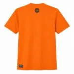 Orange custom basketball T-shirt back view with neck logo
