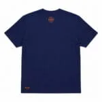 Custom navy basketball T-shirt back view with small neck logo