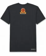 Black custom basketball T-shirt back view with neck logo