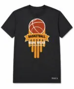 Custom basketball T-shirt front view with printed team logo