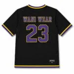 Custom V-neck basketball jersey back view with team name and player number