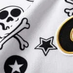 Sublimated skull baseball jersey fabric and number detail