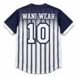 Personalized full button baseball jersey back with player number 10