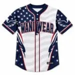 Custom navy full button baseball jersey back with player number 23