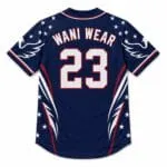 Custom navy full button baseball jersey back with player number 23