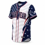 Custom Navy Full Button Baseball Jersey – Sublimated - Image 4
