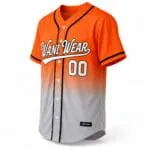 Orange and grey custom baseball jersey side view