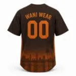 Custom black and orange baseball full button jersey back with player name and number
