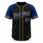Custom black full button baseball jersey front view