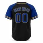 Custom black full button baseball jersey back with player number 00