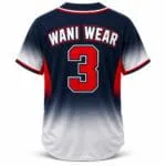 Custom navy gradient baseball jersey back with player number 3