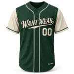 Custom green full button baseball jersey front view