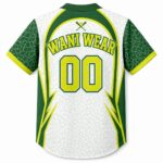 Personalized green baseball jersey back view with team name and number 00
