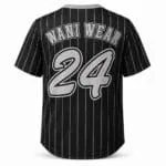 Custom black pinstripe baseball jersey back with player name and number 24