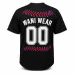 Personalized two-button baseball jersey back with WANI WEAR name and number 00