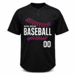 Custom two-button baseball jersey front view with WANI WEAR logo and number 00