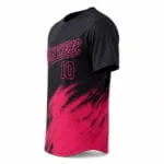 Custom Black and Pink Two-Button Baseball Jersey - Image 4
