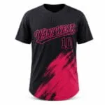 Custom Black and Pink Two-Button Baseball Jersey