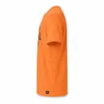 Orange custom baseball team T-shirt jersey side view showing short sleeves and comfortable athletic fit