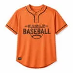 Custom orange two-button baseball jersey front view with Eagle Baseball team graphic