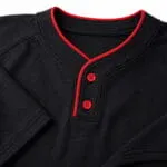 Custom Black and Red Two-Button Baseball Jersey - Image 3