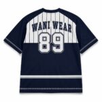 Custom baseball T shirt jersey back view with Wani Wear team name and player number 89