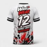 Personalized baseball T-shirt jersey back view with Wani Wear logo and player number 12
