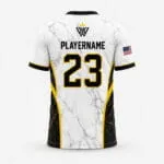 Custom baseball T-shirt jersey back view with player name number 23 and USA flag