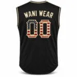 Personalized black baseball jersey back with team name and number 00