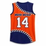 Personalized sleeveless baseball jersey back with Wani Wear name and number 14