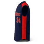 Custom sleeveless baseball jersey side view with contrast panels