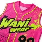 Breathable fabric, buttons and piping on custom sleeveless baseball jersey